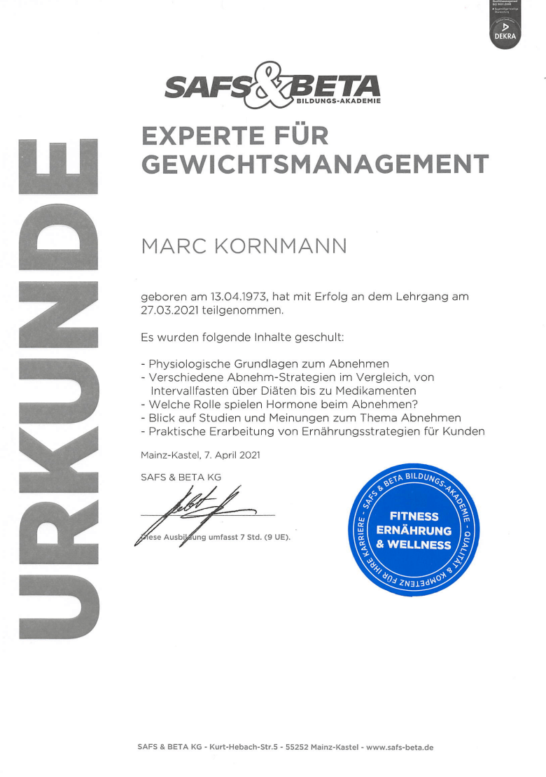 Marc Kornmann | Experte für Gewichtsmanagement